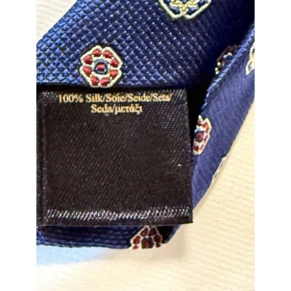 Brooks Brothers 100% Silk Tie Blue Geometric Medallion USA Made Italian Fabric